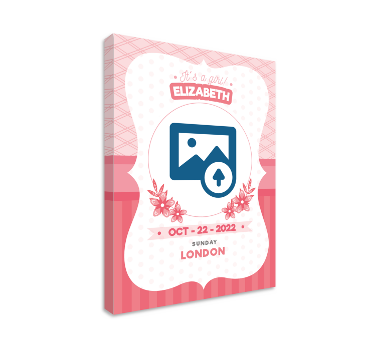 Gepersonaliseerde roze aankondiging Canvas schilderij baby's - TenStickers