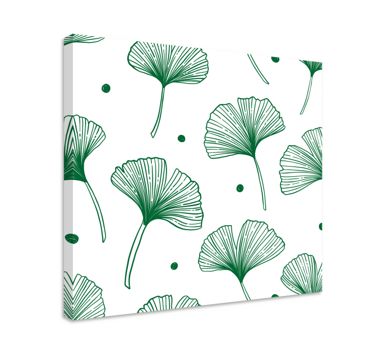 Canvas schilderij bloemen en planten ginkgo blad illustratie - TenStickers