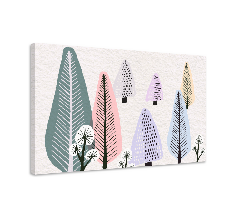 Scandinavisch kleurrijk bos Canvas bomen - TenStickers