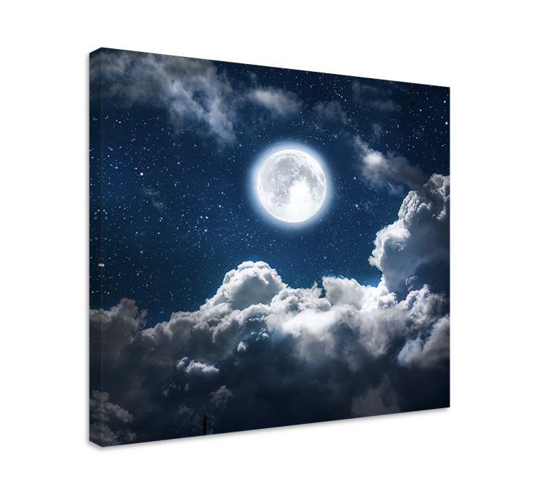 Canvas landschap maanverlichte wolkenhemel - TenStickers