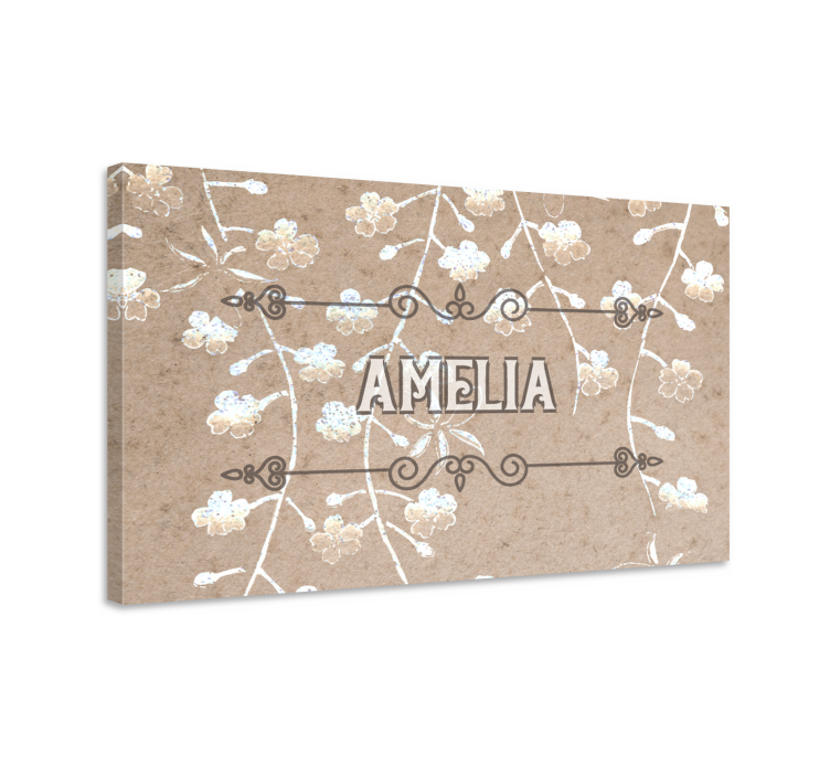 Gepersonaliseerd canvas schilderij met bloemennaam decor - TenStickers