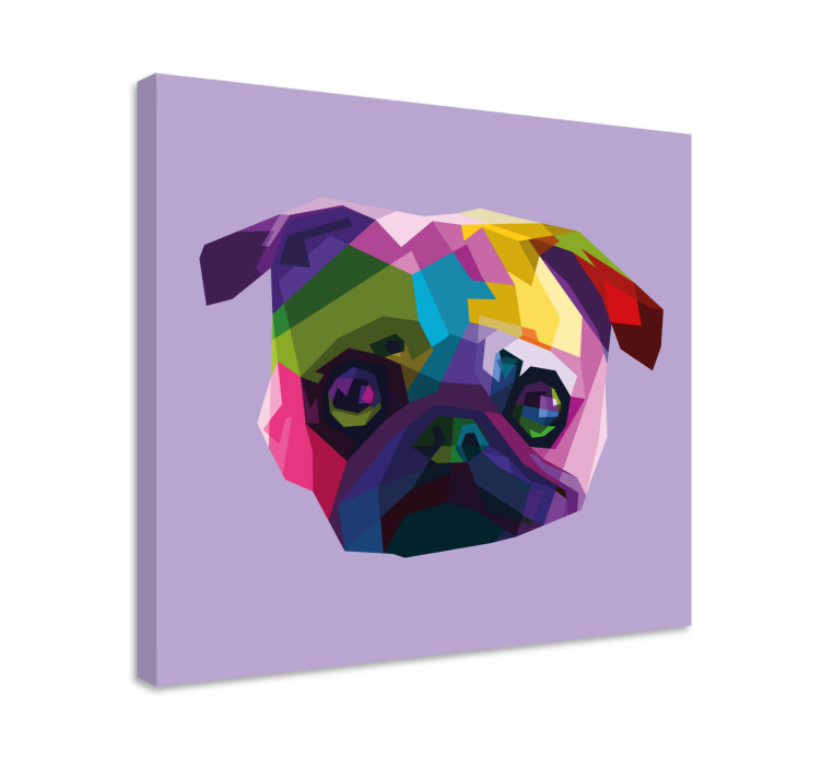 Canvas schilderij hond kleurrijk mops gezicht - TenStickers