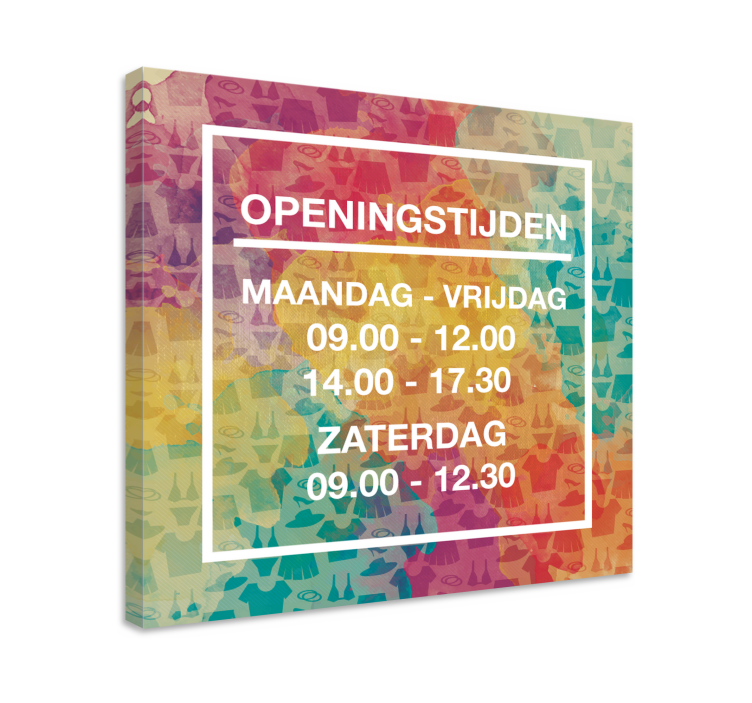 Kleurrijke aanpasbaar openingstijden schilderij - TenStickers