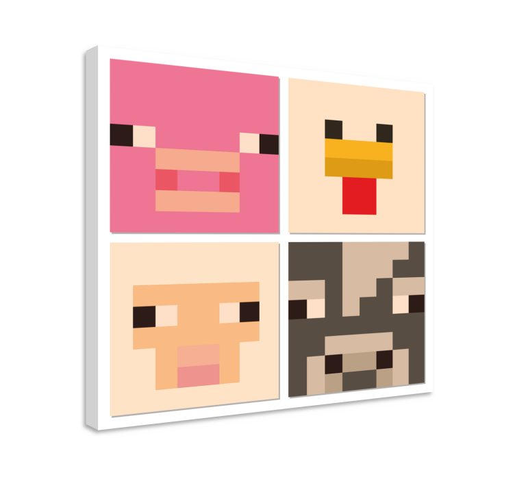 Pixel kunst dier gezichten videogames canvas - TenStickers
