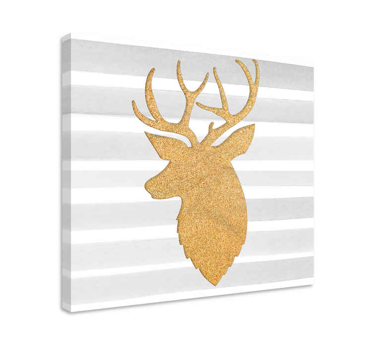 Gouden rendier Canvas schilderij kerst - TenStickers