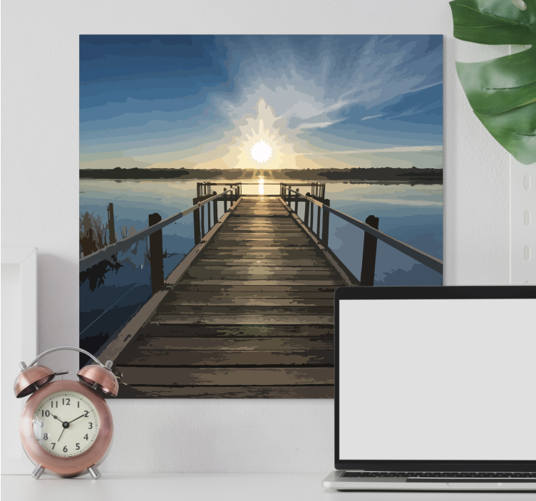 Canvas landschap zonnige meer pier - TenStickers