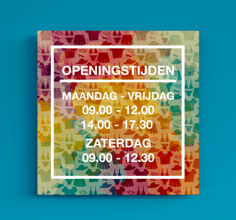 Kleurrijke aanpasbaar openingstijden schilderij - TenStickers