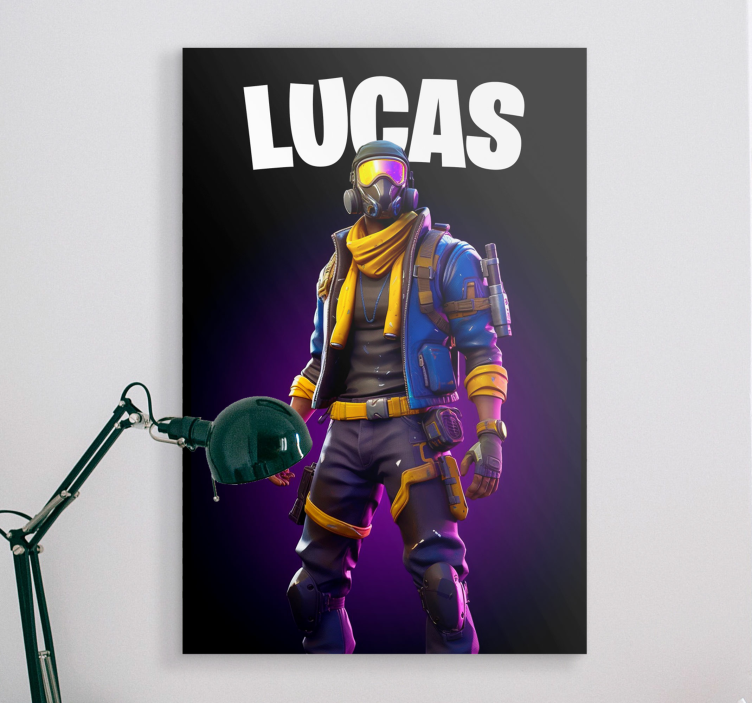 Aanpasbaar canvas videospel krijger met naam - TenStickers