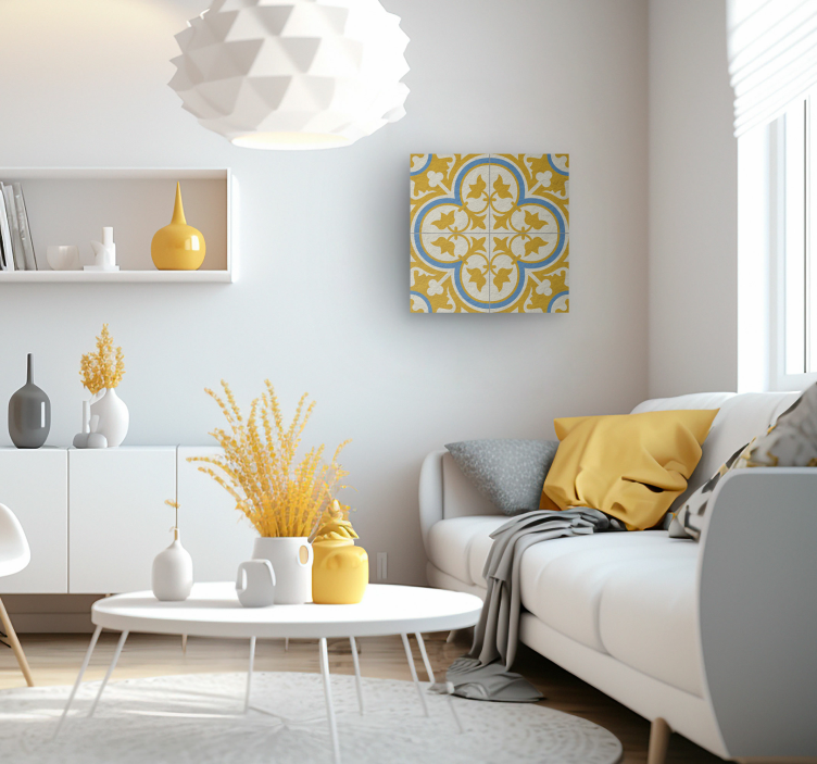 Gele hydraulische tegel Vintage canvas - TenStickers