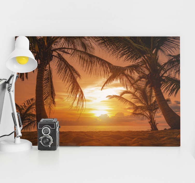 Canvas schilderij Zonsondergang op het strand - TenStickers