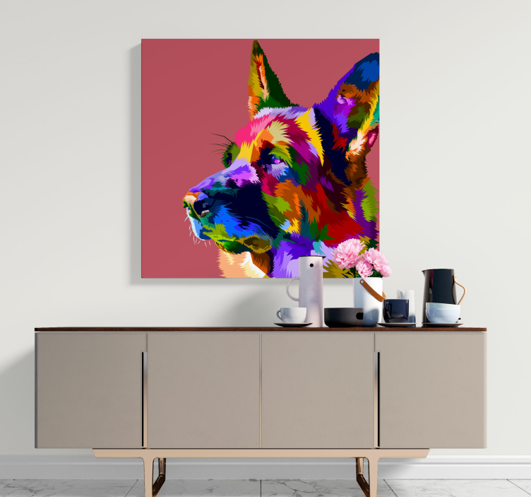 Canvas schilderij honden Regenboog duitse shepar - TenStickers