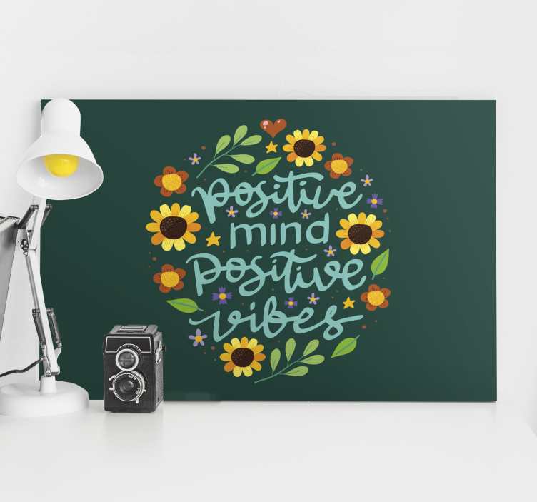 Canvas schilderij motivatie Bloemen en motiverende quote - TenStickers