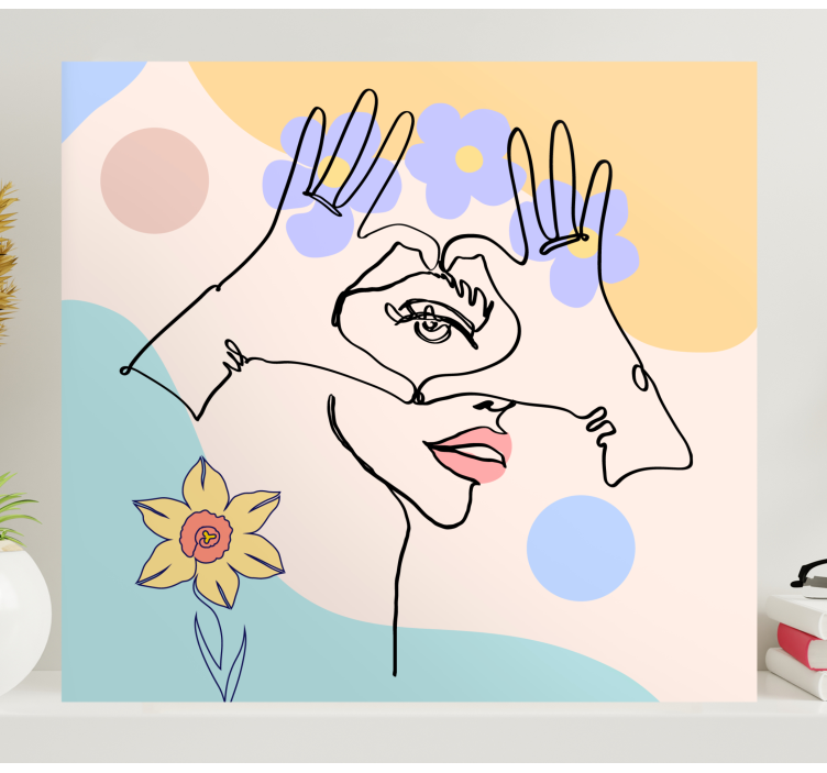 Abstract handlijnwerk Canvas schilderij kunst - TenStickers