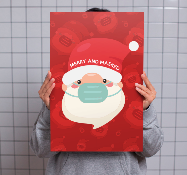 Alphabet canvas schilderij blije kerstman met masker - TenStickers