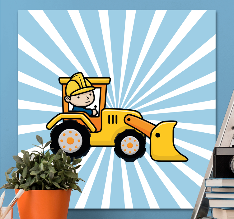 Bouwer tractor Canvas schilderij kinderen - TenStickers