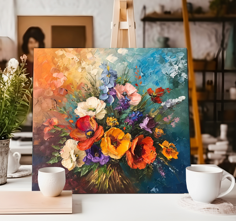 Bloemen boeket Canvas schilderij kunst - TenStickers