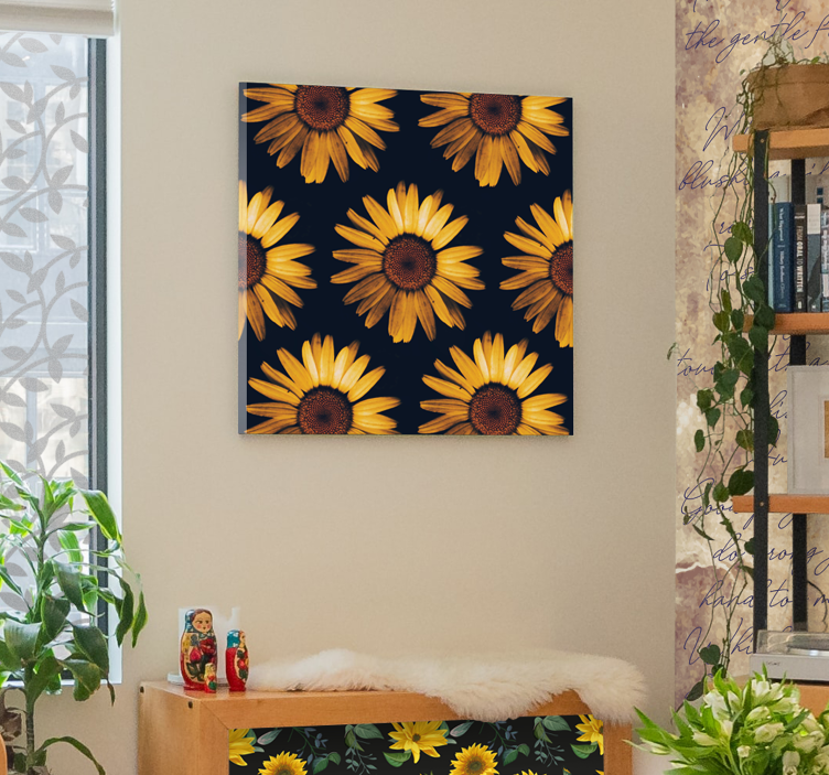 Canvas schilderijen bloemen Gele zonnebloem - TenStickers