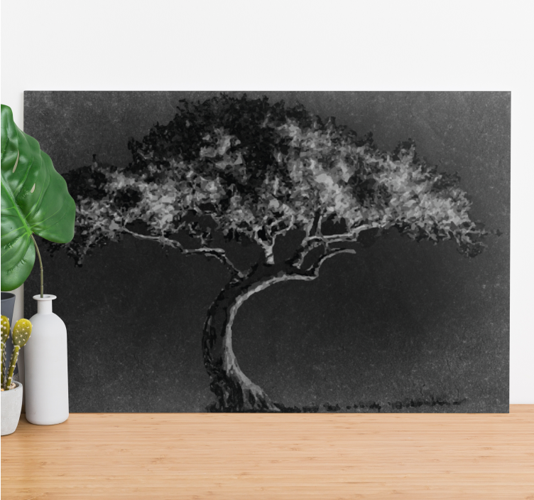 Canvas bomen eenzame boom silhouet - TenStickers