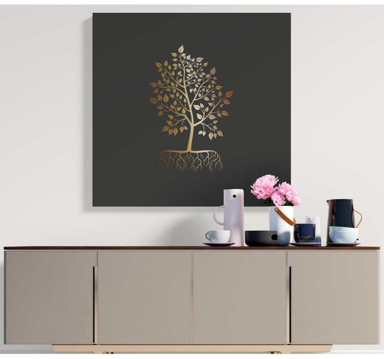 Canvas bomen gouden bladboom - TenStickers