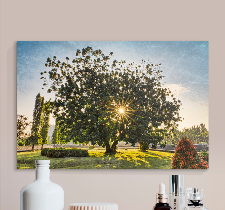 Canvas bomen majestueuze boom silhouet - TenStickers