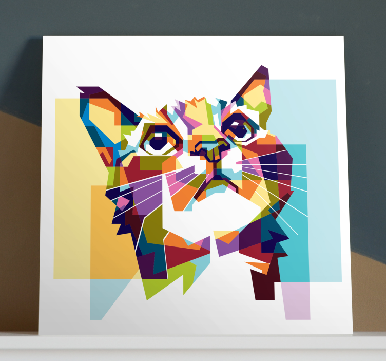 Canvas schilderij katten Geometrische kat - TenStickers