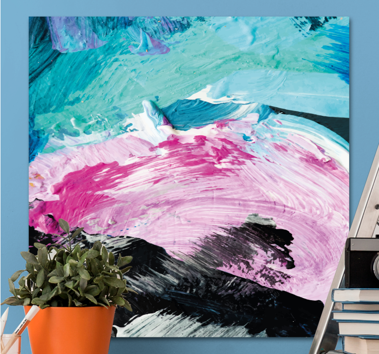 Canvas schilderij abstract dynamische kleurenwervelingen - TenStickers