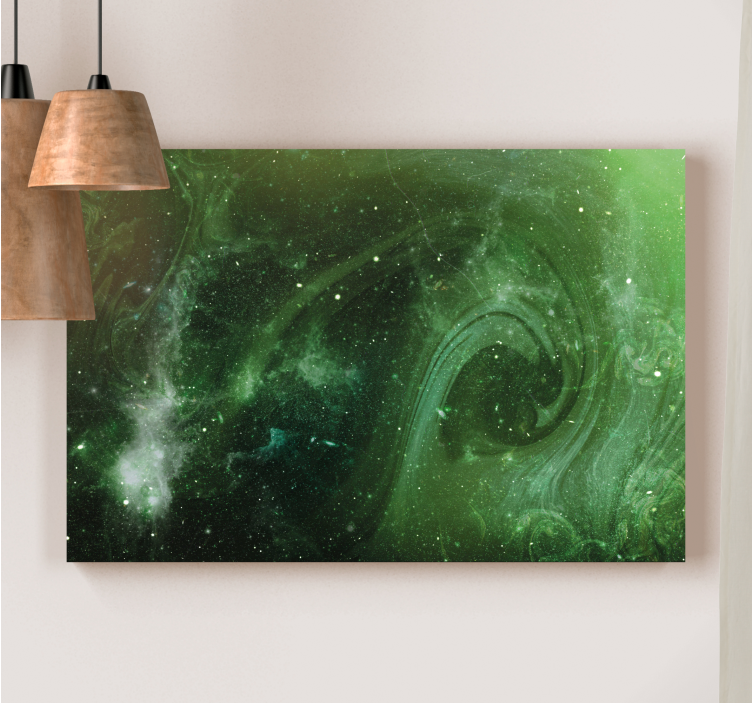 Canvas schilderij abstract kosmische groene draaing - TenStickers