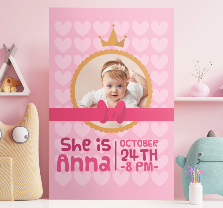 Canvas schilderij baby's verjaardagsfeest banner - TenStickers