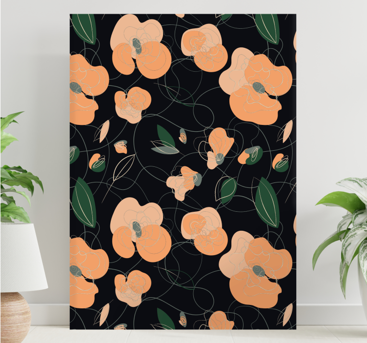 Canvas schilderij bloemen en planten elegant bloemmotief - TenStickers