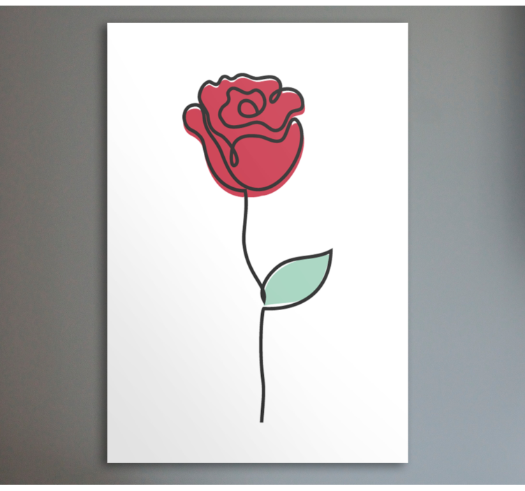 Canvas schilderij bloemen en planten elegante rode roos - TenStickers