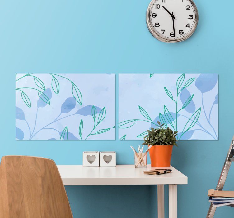 Canvas schilderij bloemen en planten fijne bladpatronen - TenStickers