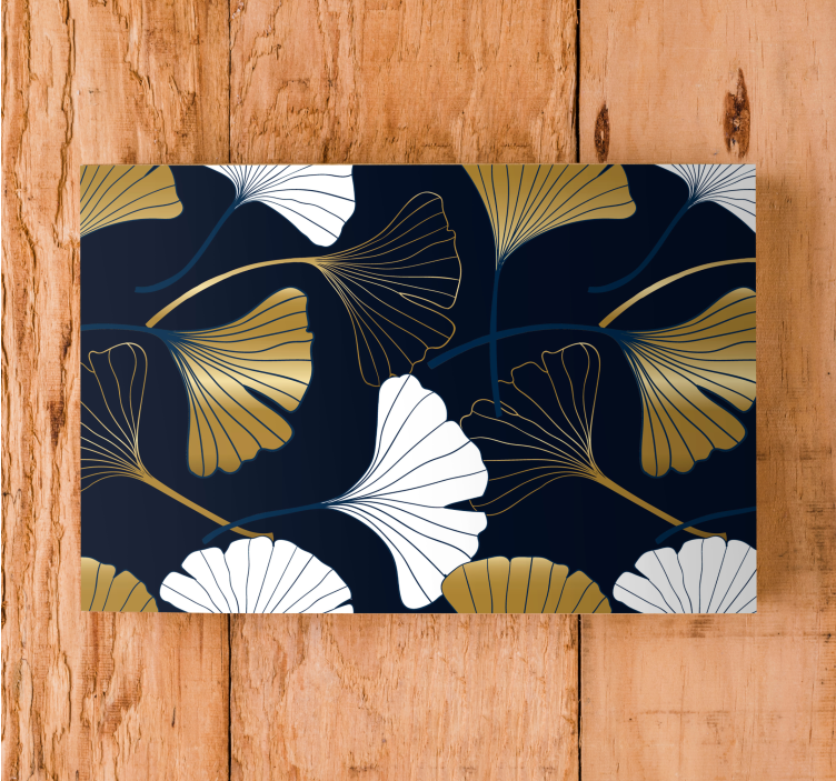 Canvas schilderij bloemen en planten ginkgo blad motieven - TenStickers