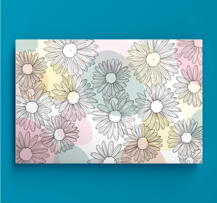 Canvas schilderij bloemen en planten margrietpatroon - TenStickers