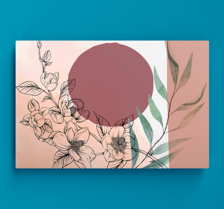 Canvas schilderij bloemen en planten met cirkelarrangement - TenStickers