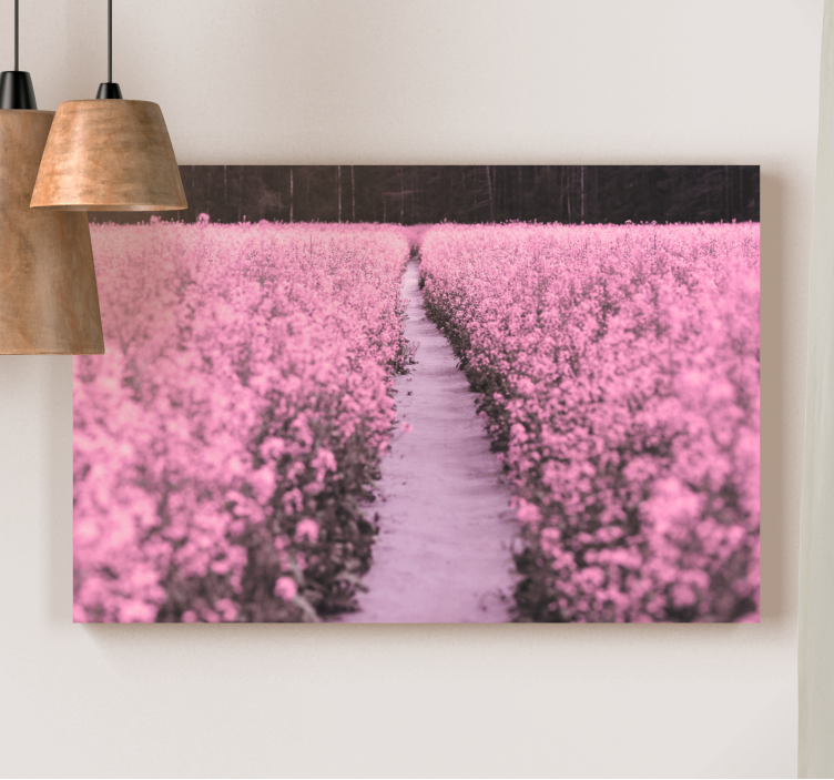 Canvas schilderij bloemen en planten pad door bloemen - TenStickers