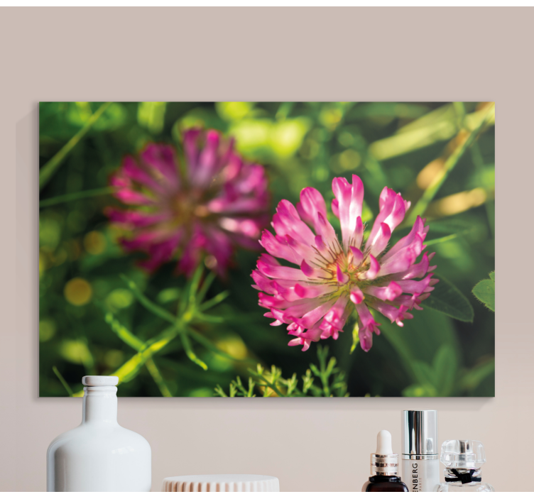 Canvas schilderij bloemen en planten roze bloemencluster - TenStickers