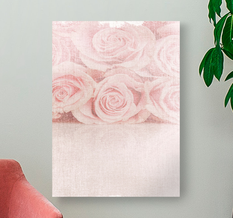 Canvas schilderij bloemen en planten rozen in zachte blush - TenStickers