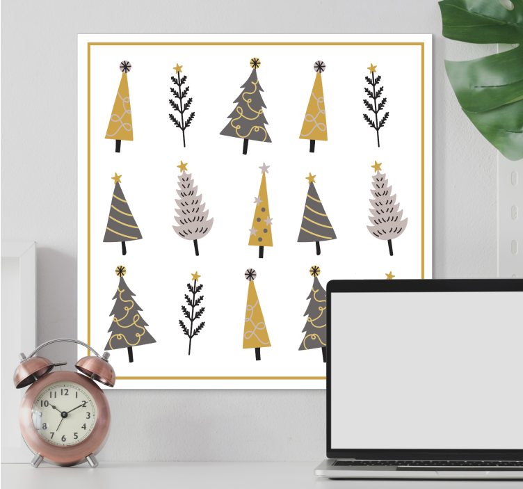 Canvas schilderij bloemen en planten sierlijke kerstbomen - TenStickers