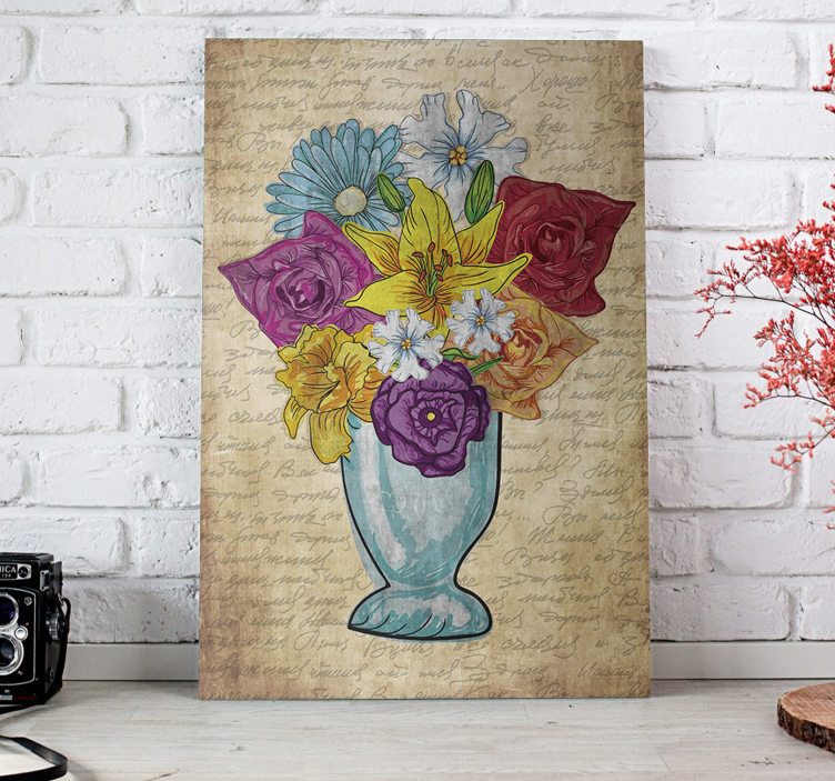 Canvas schilderij bloemen en planten vaas vol bloemen - TenStickers