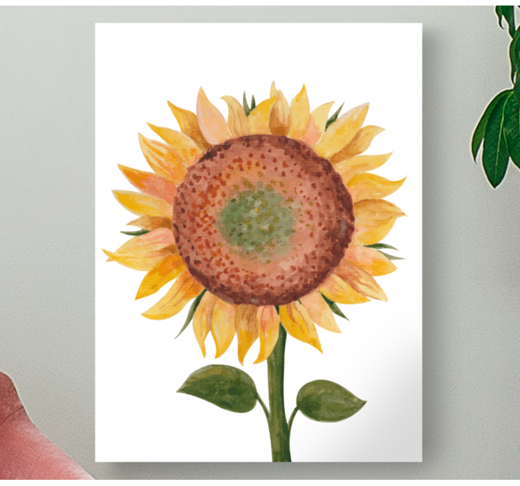 Canvas schilderij bloemen en planten zonnebloem illustratie - TenStickers