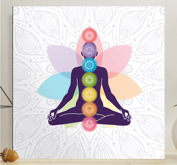 Canvas schilderij boeddha meditatie chakra silhouet - TenStickers