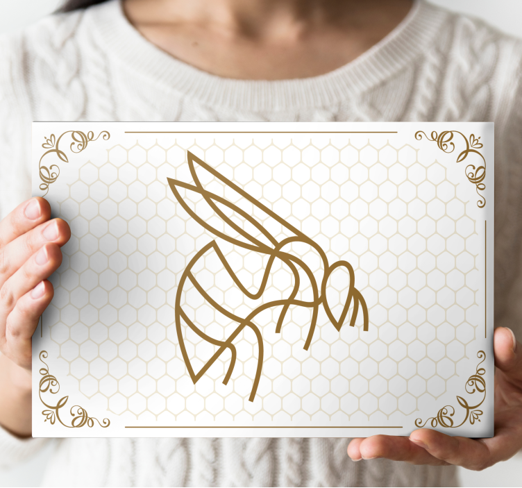 Canvas schilderij dieren bij met honingraat - TenStickers