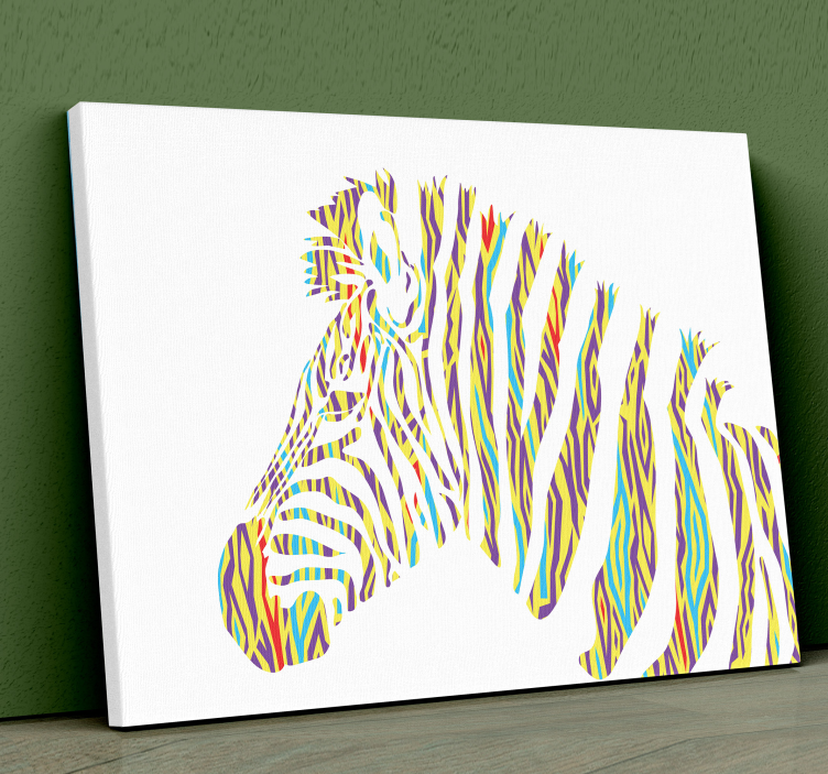 Canvas schilderij dieren kleurvolle zebra kop - TenStickers