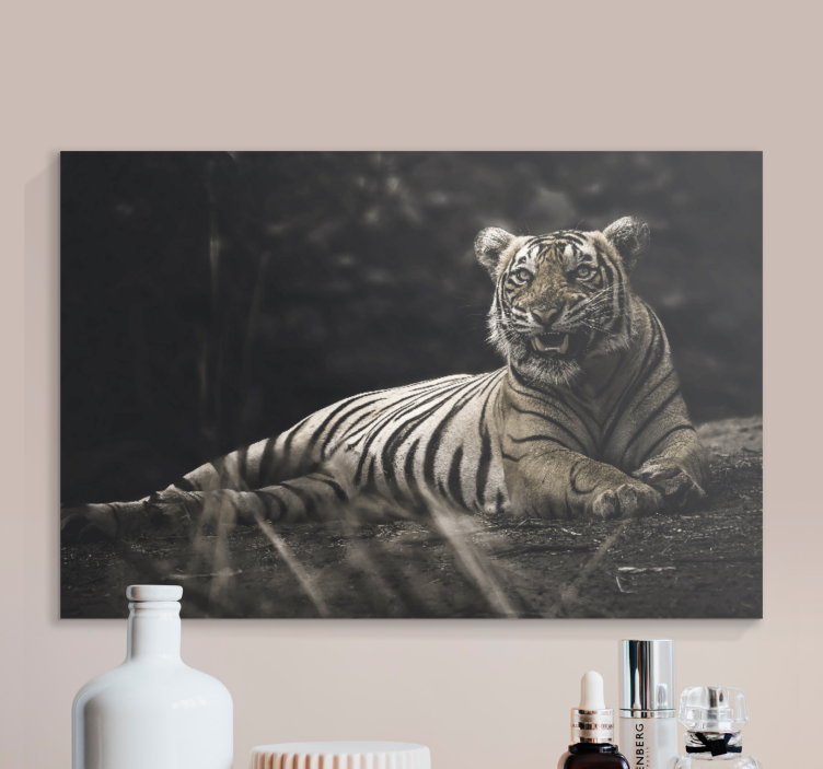 Canvas schilderij dieren majestueuze tiger rustend - TenStickers