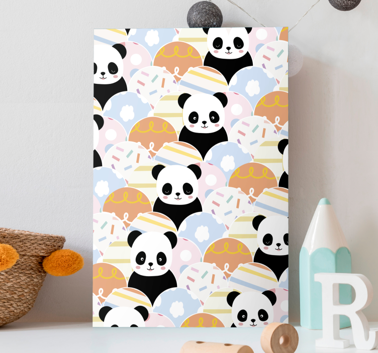Canvas schilderij dieren speelse panda patronen - TenStickers