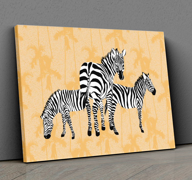 Canvas schilderij dieren zebra trio weergave - TenStickers
