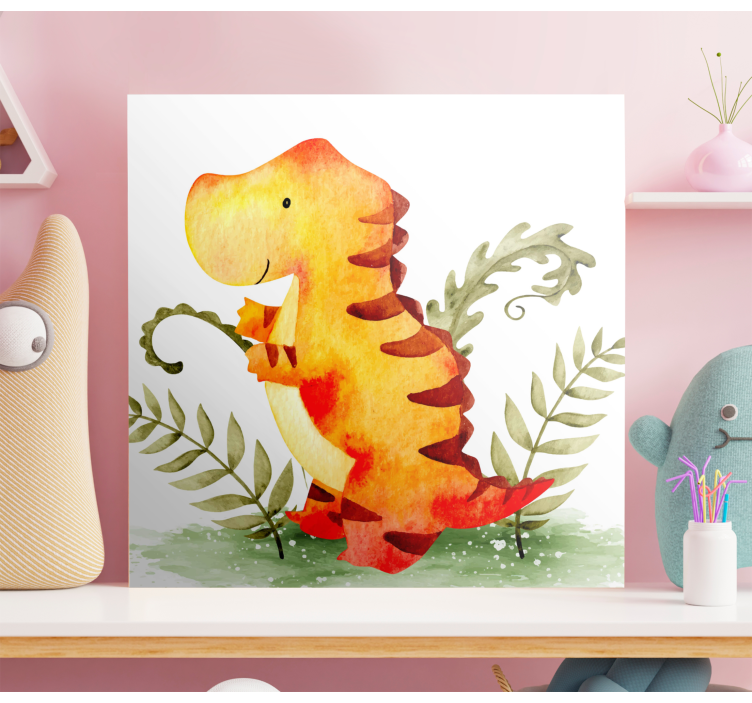 Canvas schilderij dinosaurus schattige baby dinosaurus - TenStickers
