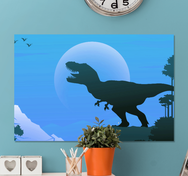 Canvas schilderij dinosaurus t-rex silhouet - TenStickers