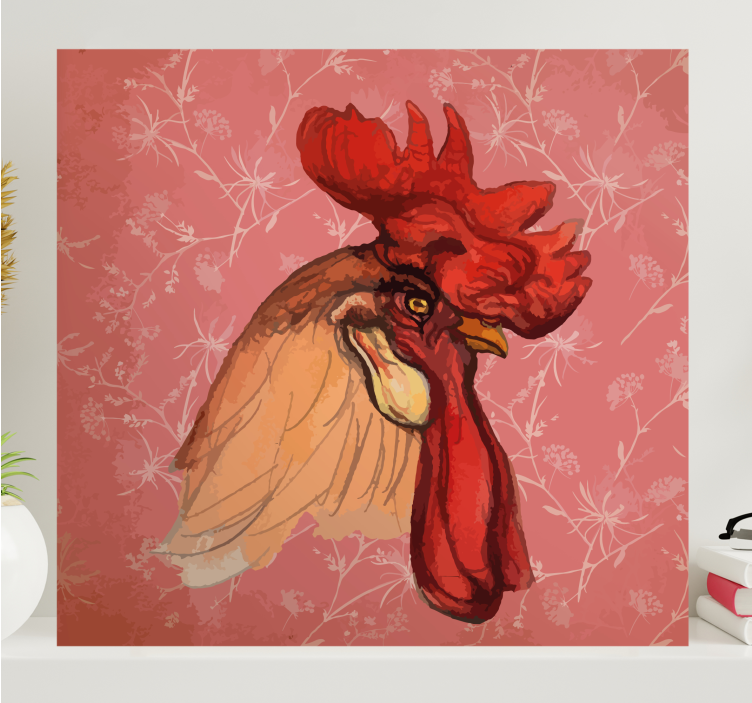 Canvas schilderij hond rooster illustratie - TenStickers