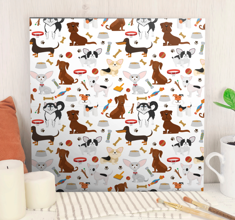 Canvas schilderij hond speelse puppy duo - TenStickers